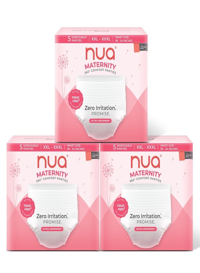 Nua 360° Comfort Maternity Panties XXL-XXXL (38-54 INCHES) | 15 Maternity Panty, Pack of 3 | For Postpartum Bleeding and Clots | Absorbs Heavy Gushes | Zero Irritation | 4x Comfort | 360 Degree Protection | Soft | Breathable | 100% Toxic-Free, Dermatologically Tested - Image 1
